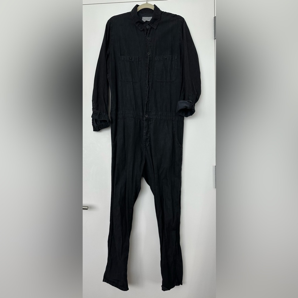 Navy Zara Button-Up Jumpsuit